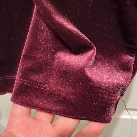 Torrid Sz 3 3X 22/24 Purple Burgundy Colette Velvet pant pull on pockets as is - Picture 9 of 9